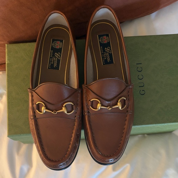 Gucci Shoes - Gucci Brown Leather Horsebit Slip-On Loafers